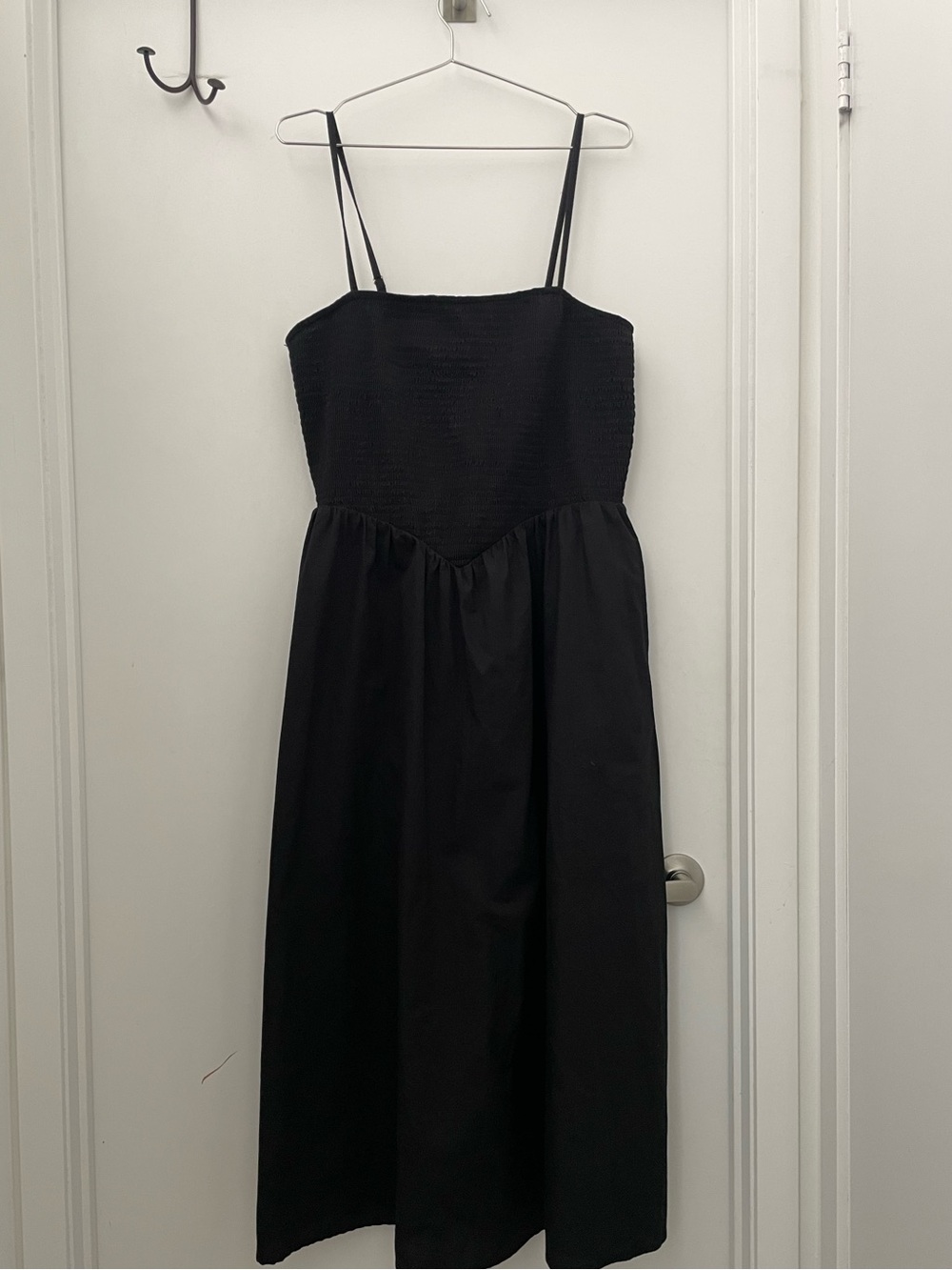 Black Smocked Bodice Maxi Dress